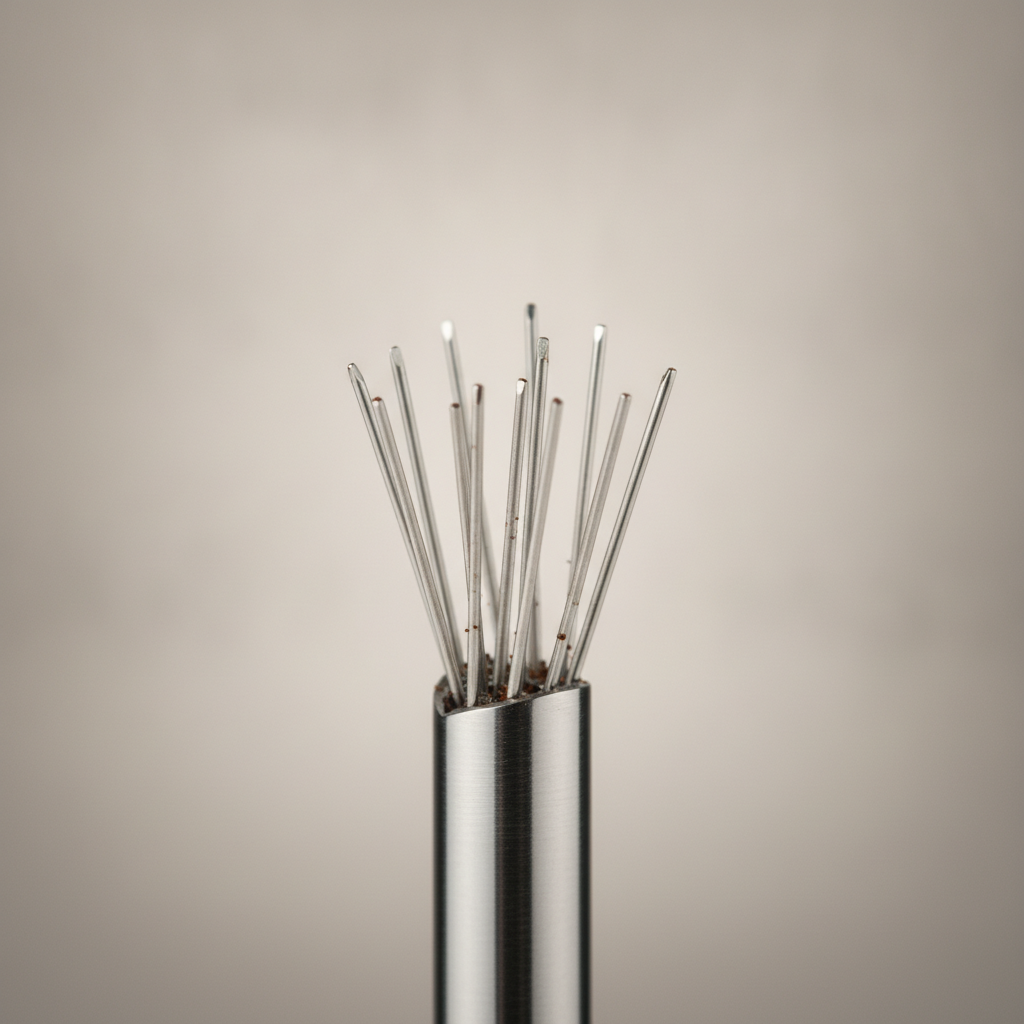 PLACEHOLDER — AI-generated macro render of needle detail, not the final sample photo